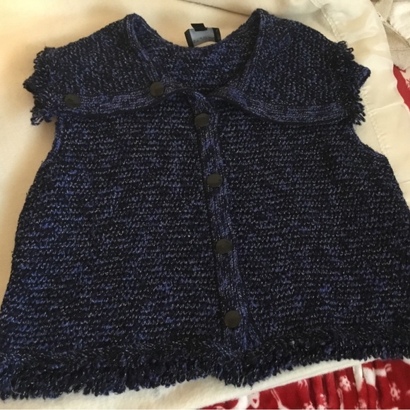 St. John Navy Blue/Black Button Down Vest - Picture 4 of 11